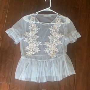 Light Blue mesh tshirt. Slightly worn